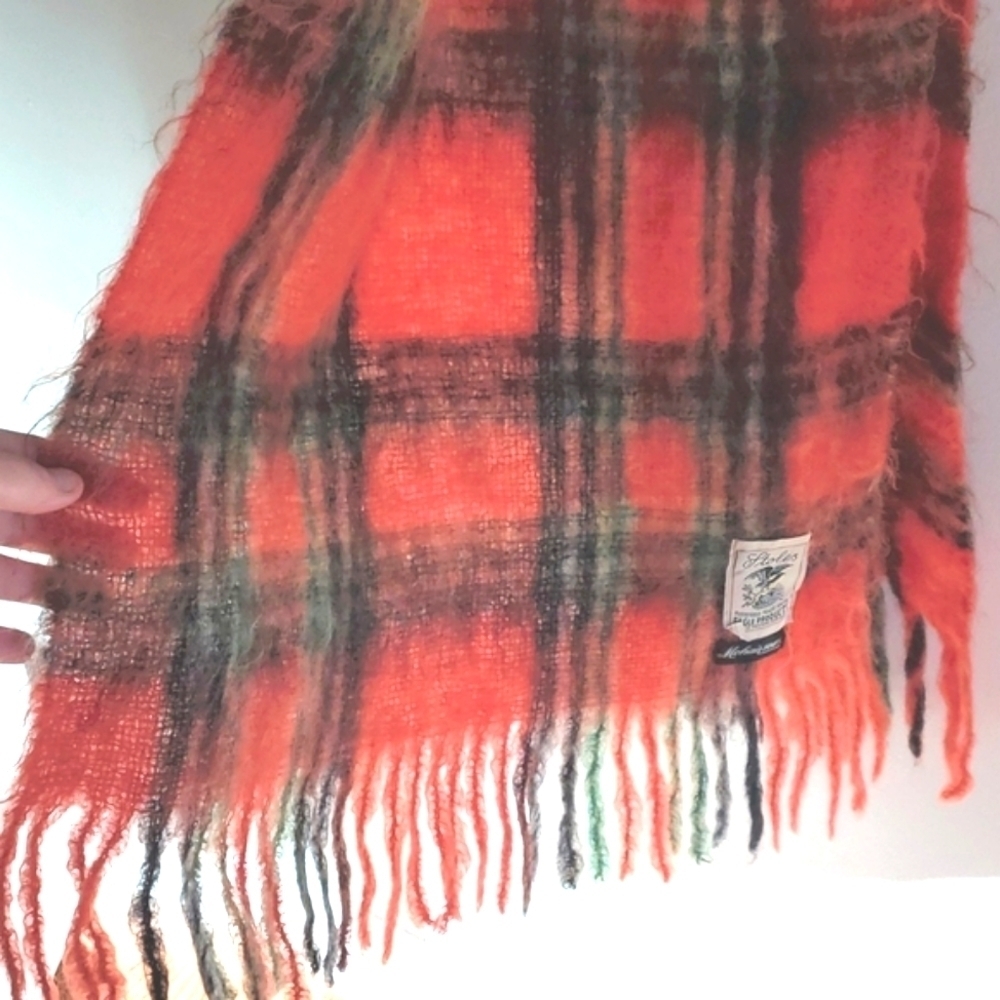 Vintage Mohair Plaid scarf extra long - Picture 6 of 6